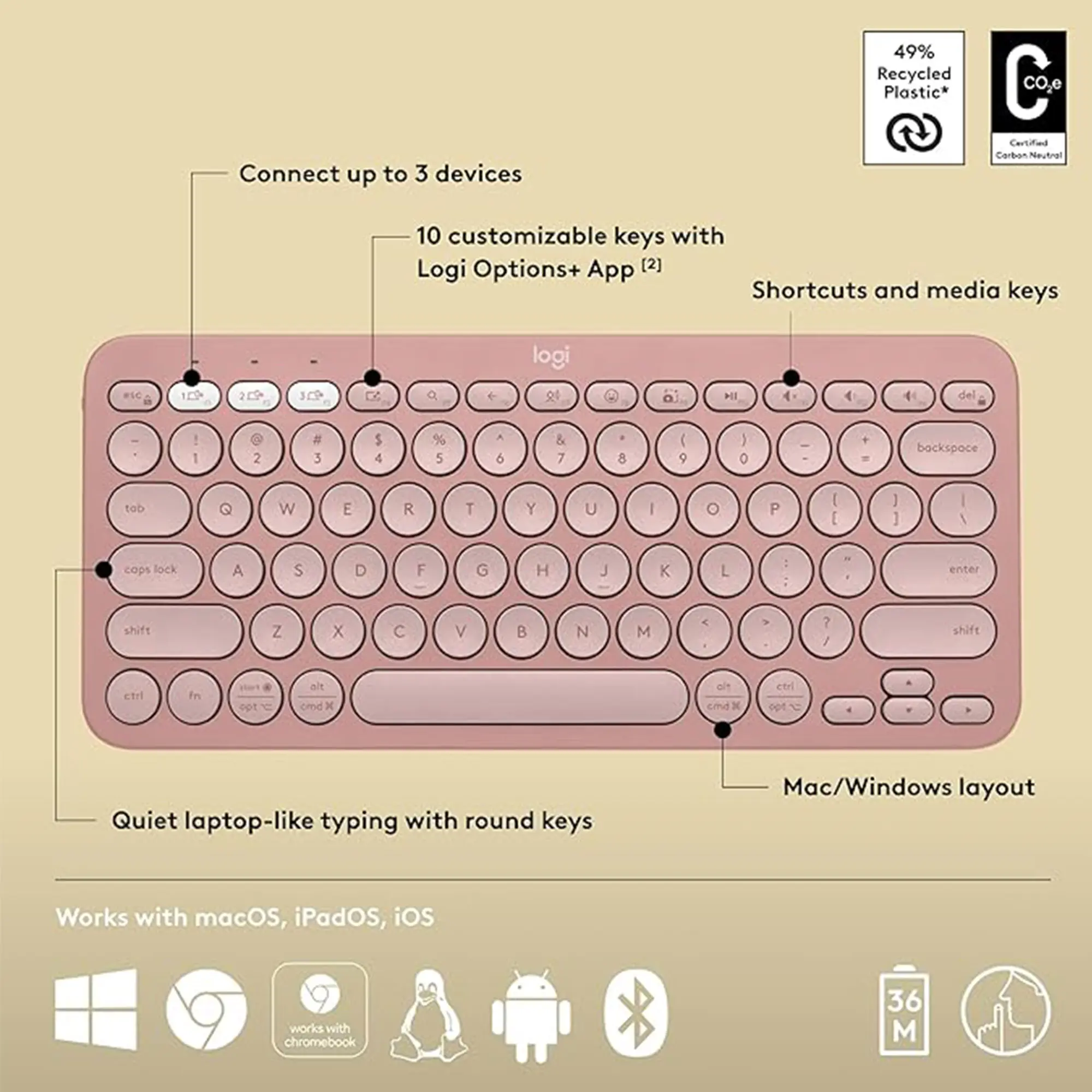 Logitech® Pebble Keys 2 K380s - Tonal Rose-800px-v0007.webp